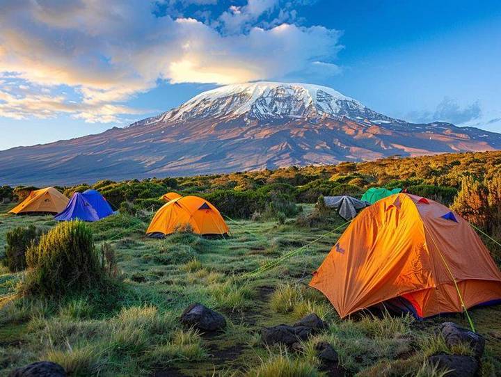 Un ejemplo de un campamento INFINITY, en la Ruta Lemosho, una de las más bonitas y escénicas de toda la montaña. Se mont
